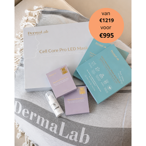 NIEUW! Dermalab Glow & Renew Set: Led Masker + 2x Renewal Micro Infusion, 2x Hydra Recovery Sheet Mask, Travelsize Cleanser + Beachtowel