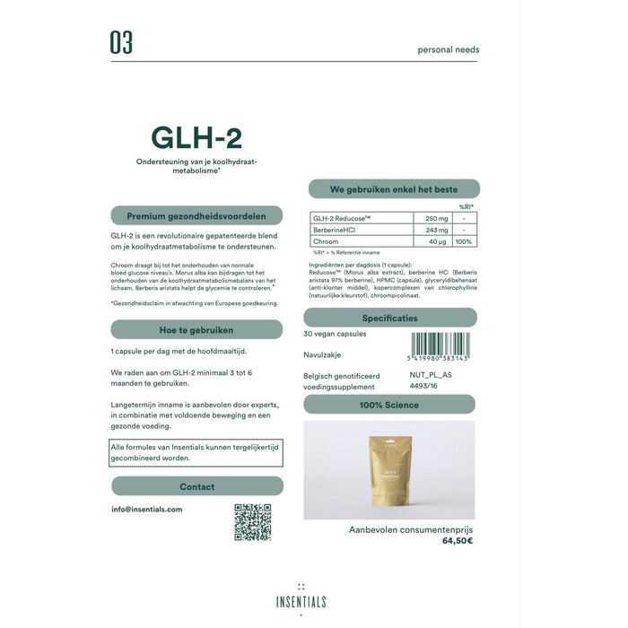 Instituut Zenza Insentials GLH-2 stabiliser supplement hongerstillend en stabilisatie bloedsuikerspiegel