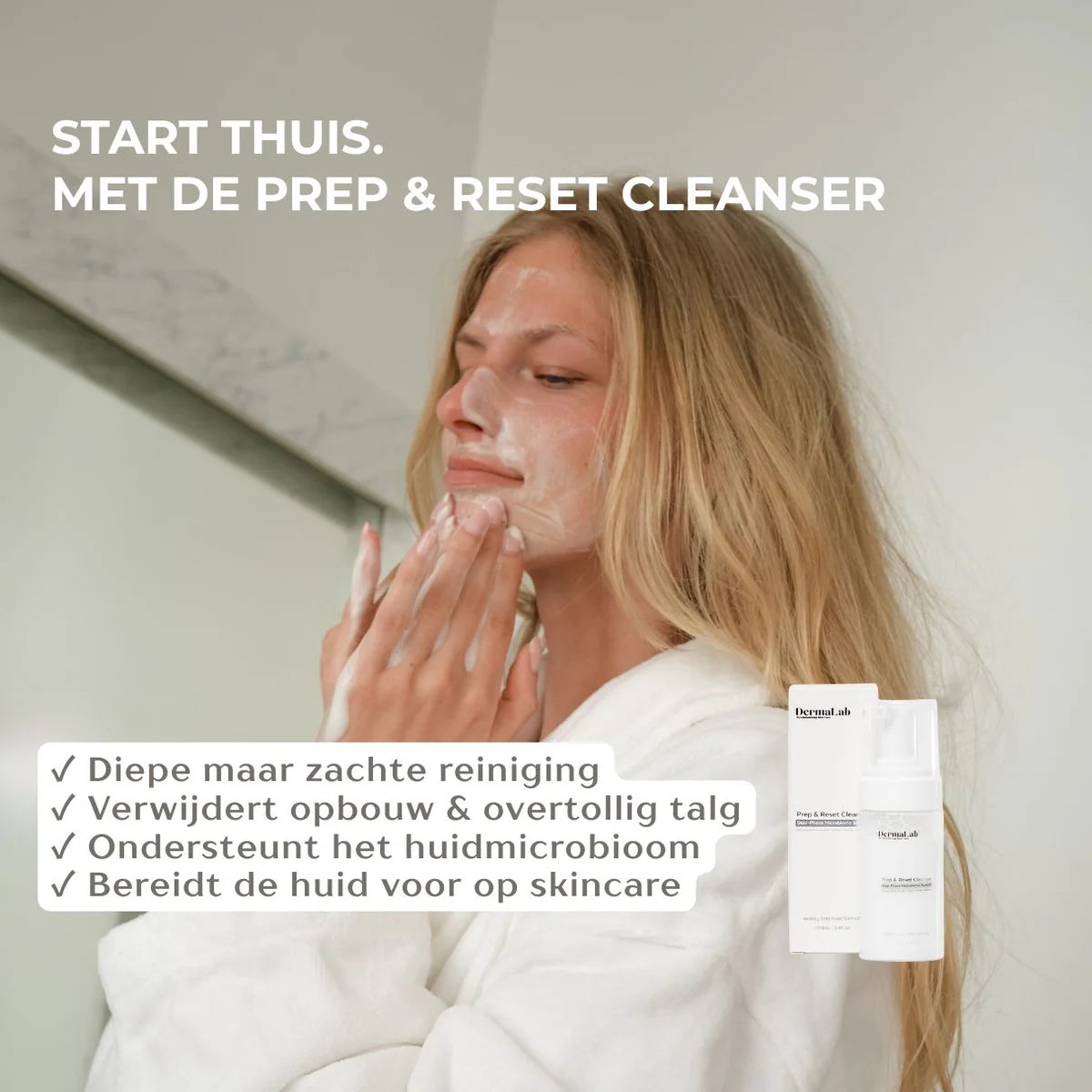 NIEUW! Dermalab Cleanse Set: Prep & Reset Cleanser + On-The-Go Reset Wipes (30 stuks)