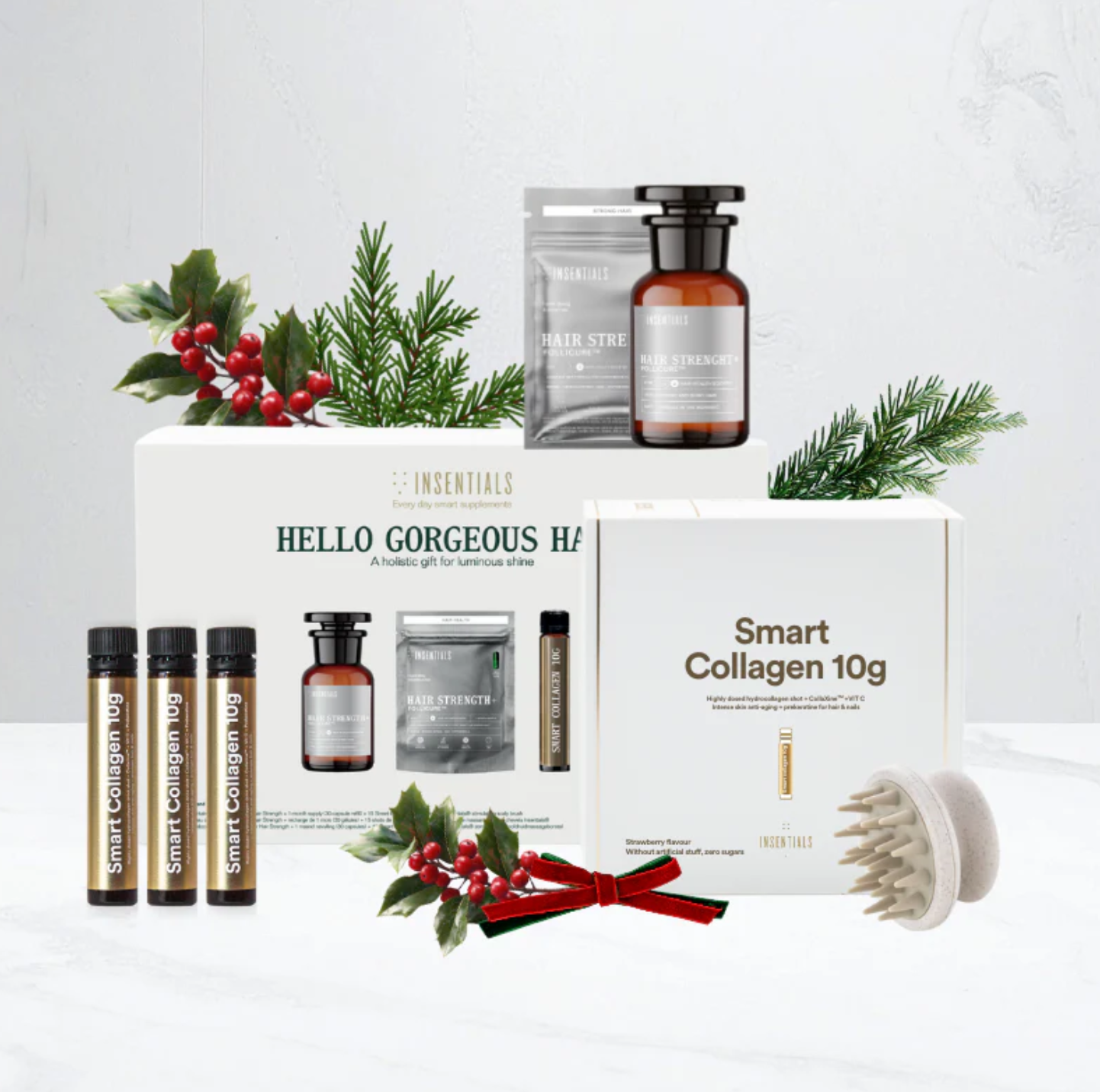 NIEUW! Insentials Hello gorgeous hair X-mas Gift Box - Hair Strenght + Collageen Shots
