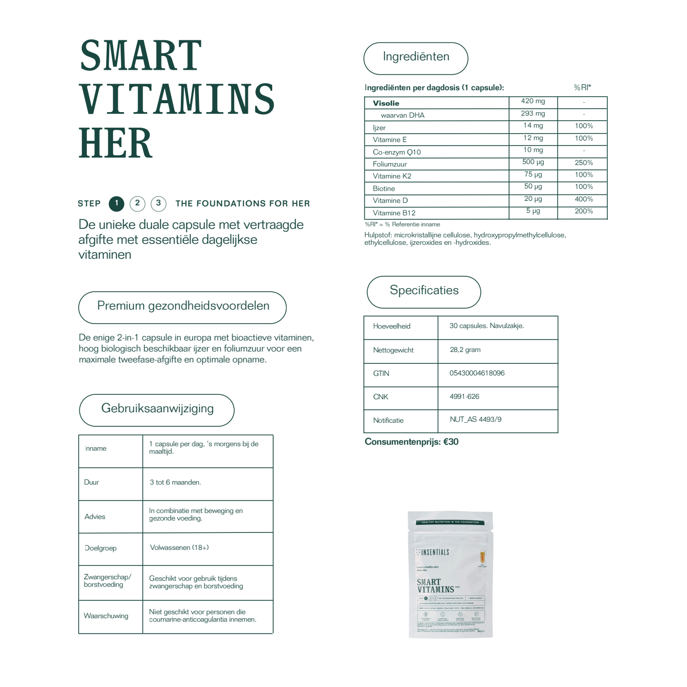 Insentials Smart Vitamins for Her 30 capsules