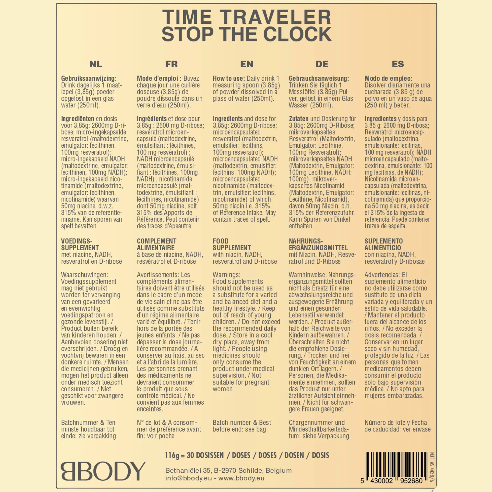 BBODY Time Traveler, Stop the clock (100mg NAD)