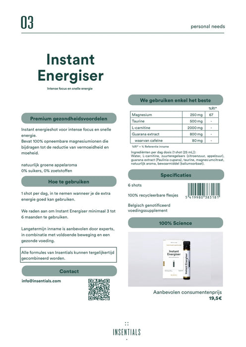 Insentials Instant Energiser Shot (6 shots/doosje)