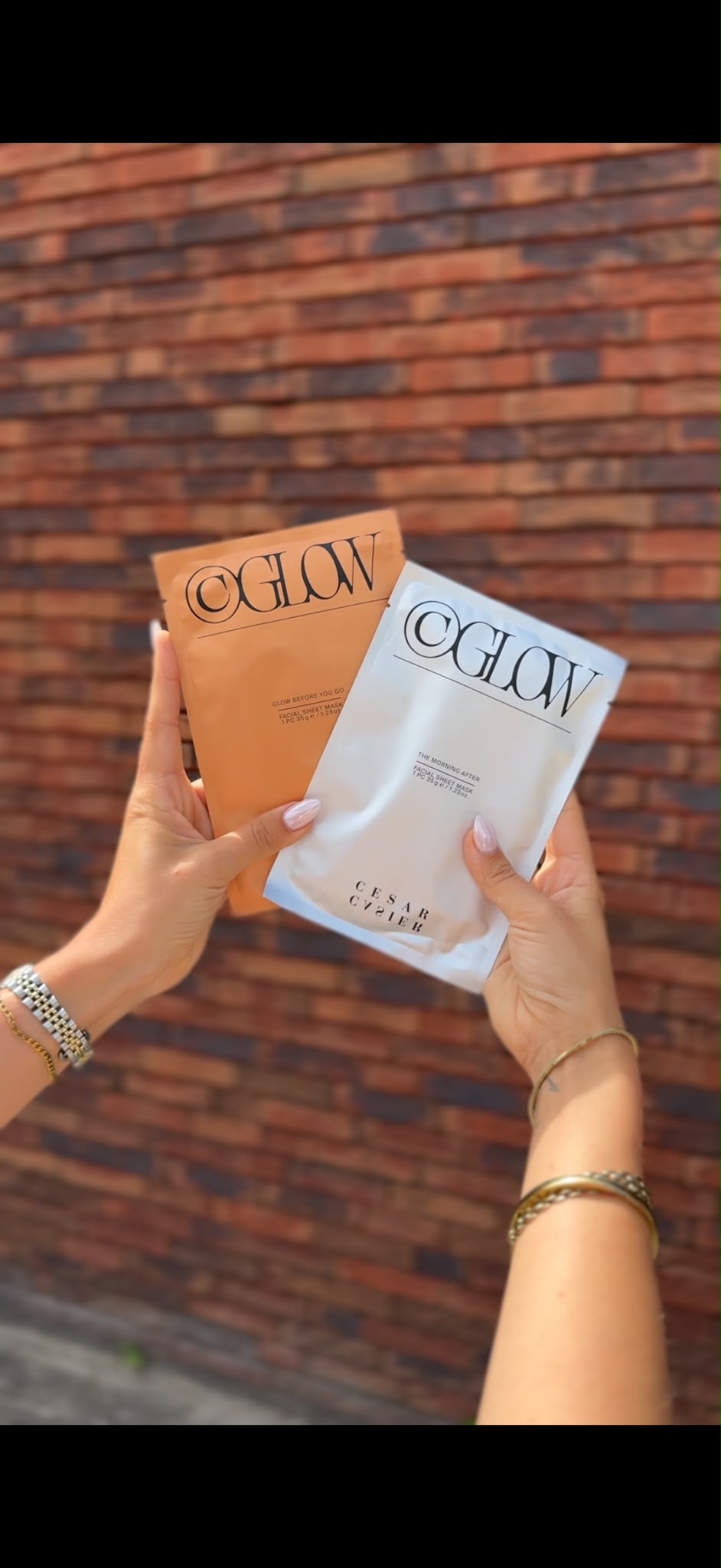 NIEUW! Cesar Casier C-GLOW SET: Glow Before You Go + The Morning After Hydrogel Facial Sheet Mask - 2x 4 stuks (uitlevering vanaf 25/8)